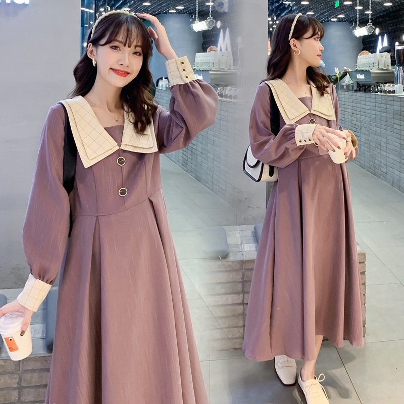 Váy Bầu Công Sở Thiết Kế Thu Đông Phong Cách Hàn Quốc Cao Cấp Giấu Bụng Cực Xinh