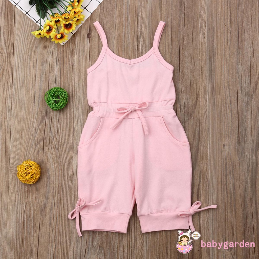 Áo liền quần hai dây màu trơn thời trang hè cho bé gái