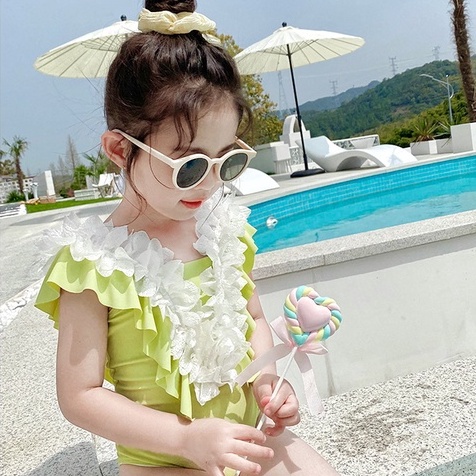 Bộ Đồ Bơi Công Chúa Phối Ren Nhanh Khô Thời Trang Mùa Hè Cho Bé Gái