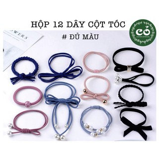 Hộp 12 dây cột tóc hàn quốc xinh xắn y509