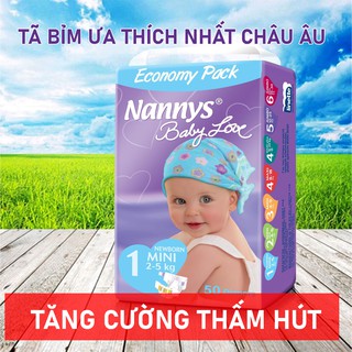 Tã/bỉm dán nannys s/m/l/xl/xxl 50 chiếc/bịch