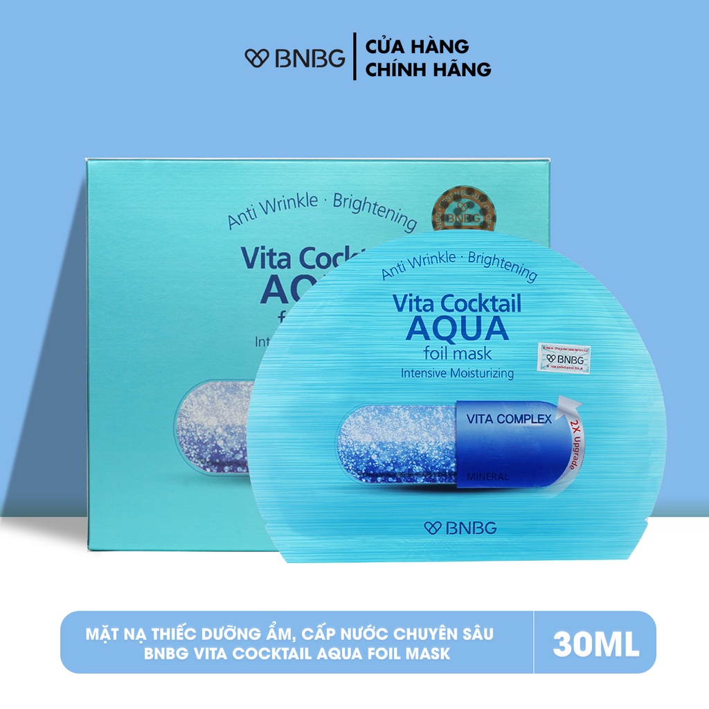 Combo 10 mặt nạ cấp ẩm cho da BNBG Vita Cocktail Aqua Foil Mask 30mlx10