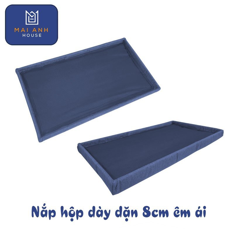 Ghế đôn dáng dài kiêm hộp đựng đồ gấp gọn Mai Anh House MA03, thân gỗ MDF bọc vải Oxford 600D, nắp nệm mút êm ái