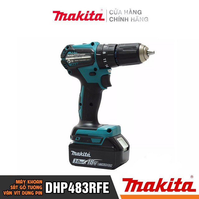 [Chính Hãng] Máy Khoan Bắt Vít Dùng Pin Makita DHP483RFE (18V-3.0AH) Bảo Hành Tại Các TTBH Toàn Quốc