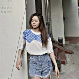 Áo Thun LV Họa Tiết Chữ Nhỏ ❤ Áo Phông Cộc Tay Cotton Dày Dặn Nam Nữ NVA15