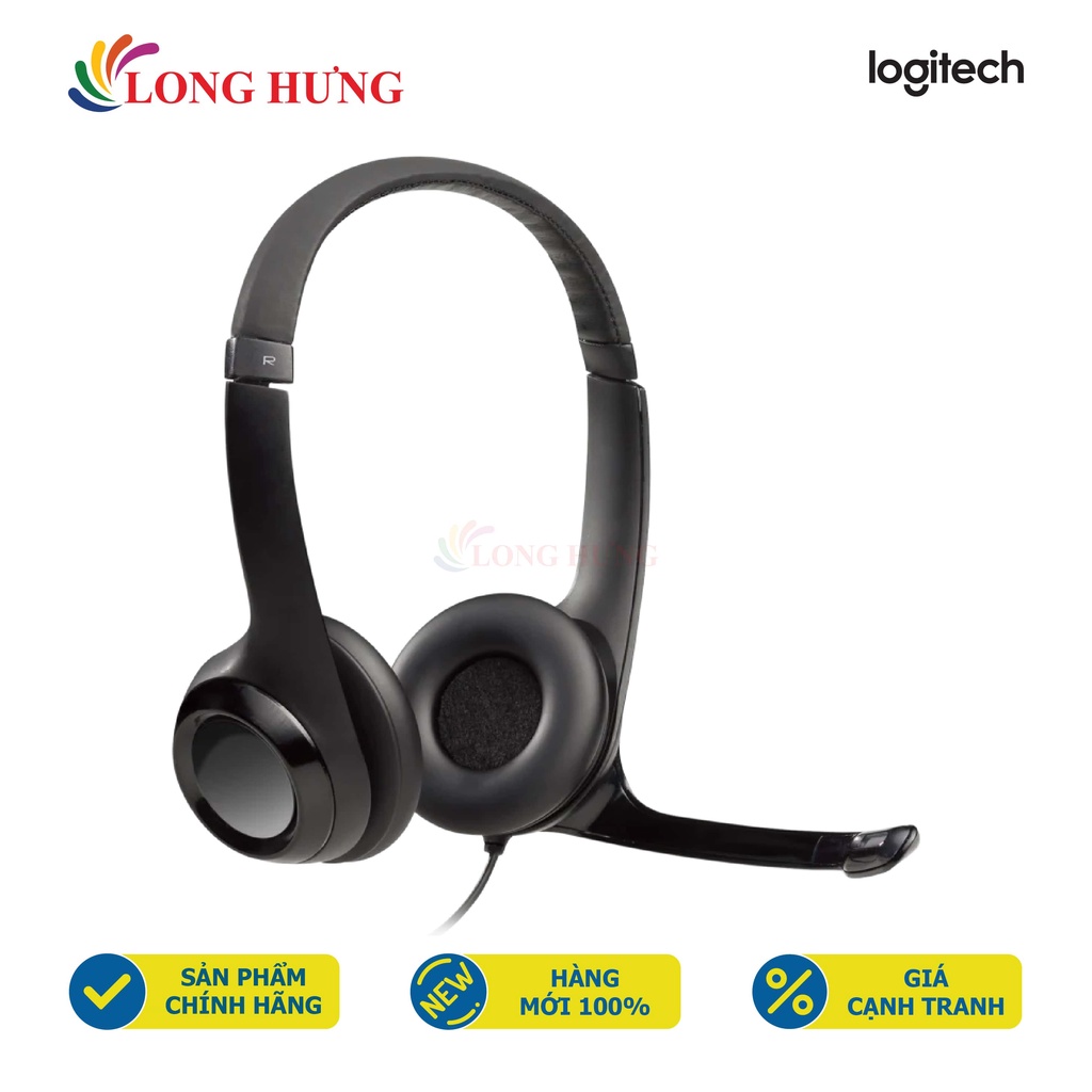Tai nghe chụp tai có dây Logitech H390 - Hàng chính hãng - Kết nối dây lên đến 2.33 m, hỗ trợ âm thanh kỹ thuật số