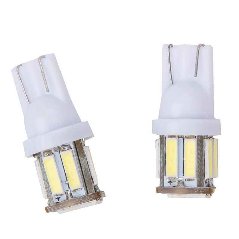 Set 2 Bóng LED T10 đèn xi nhan, đèn demi xe máy đèn trần ô tô 10 chip smd 7020