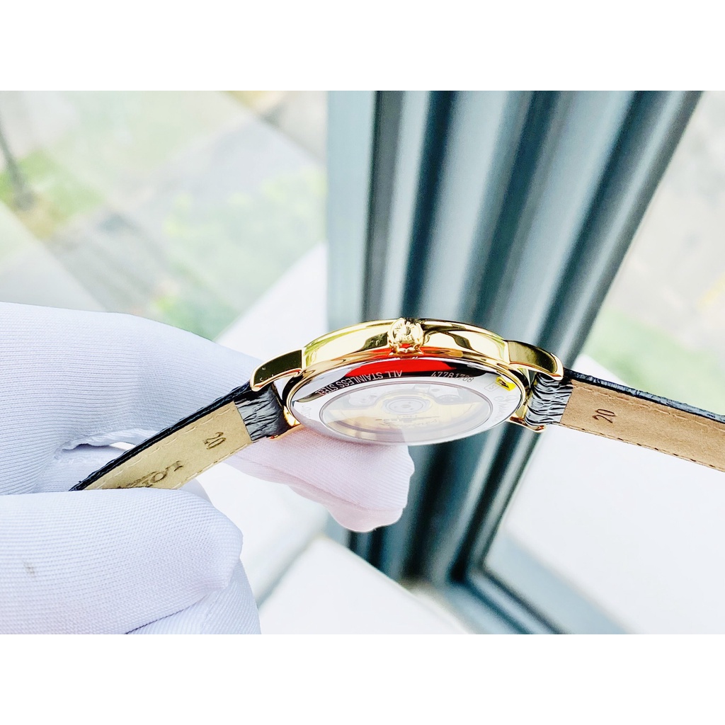 Đồng hồ nam chính hãng Longines Presence Automatic Gold Dial Black Leather L49212422 - Máy cơ Thụy Sĩ - Kính Sapphire