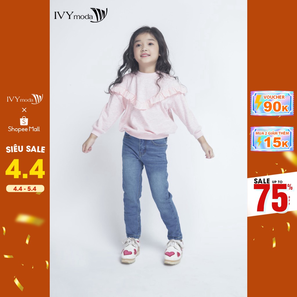 [NHẬP WABRTL5 GIẢM 10% TỐI ĐA 50K ĐH 250K ]Quần bò dáng ôm Bé gái IVY moda MS 25G0187