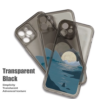 Ốp Điện Thoại Mềm Viền Đen Hình Mặt Trăng Cho iphone 13 mini 14 15 pro max 6s 7 8 plus se2 xr 11 12 pro x xs max
