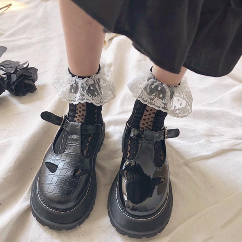 Youyo Đôi Vớ Lolita Công Chúa Bằng Sợi Thủy Tinh Phối Ren Lưới Siêu Mỏng Thắt Nơ Cổ Điển Ngọt Ngào Cho Nữ
