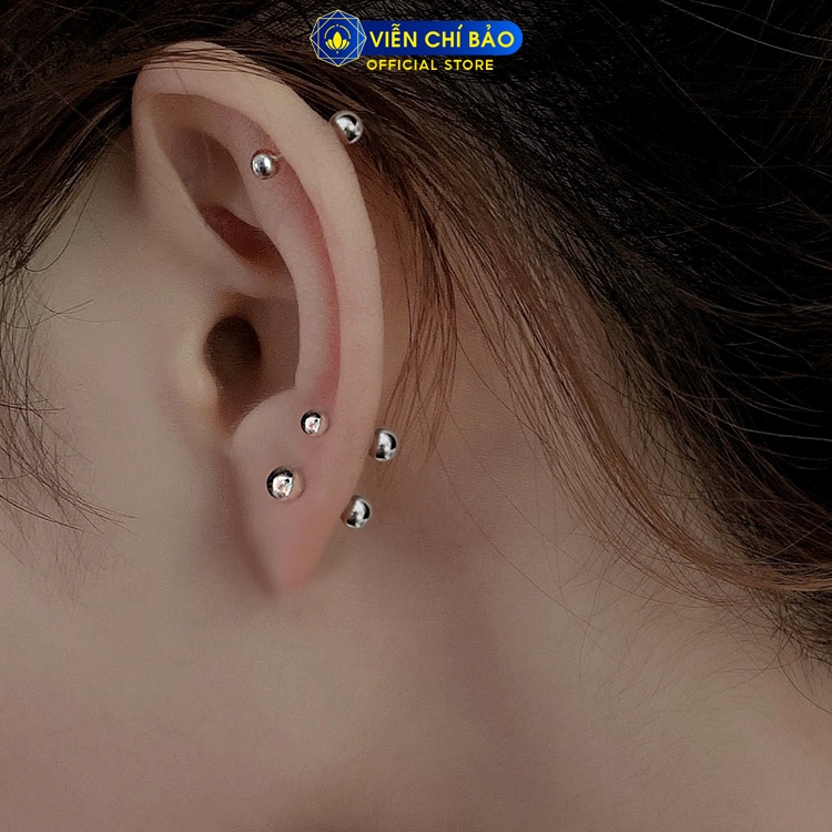 Khuyên tai bạc nữ bi tròn trơn Minidot chất liệu bạc 925 thời trang phụ kiện trang sức nữ Viễn Chí Bảo B400746