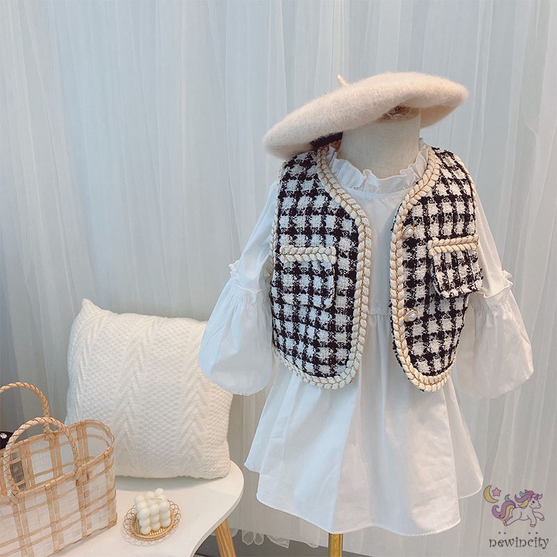 Áo Vest Khoác Ngoài Kẻ Ca Rô Cho Bé