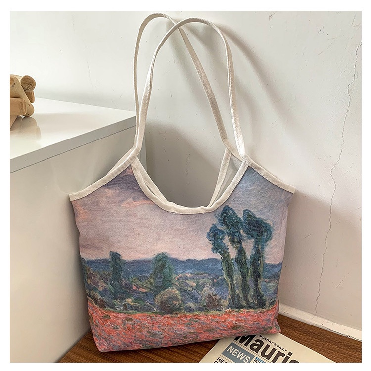 Túi tote Đeo Vai Vải canvas Họa Tiết Tranh Sơn Dầu Cỡ Lớn Thời Trang Cho Nữ TTF172