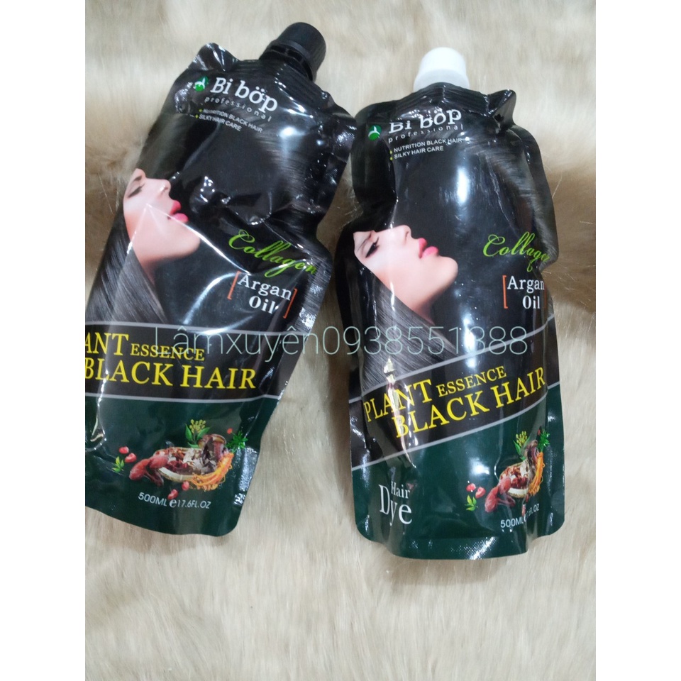 Thuốc nhuộm tóc phủ bạc thảo dượccollagen( cặp 2 túi)Hộp XANH nhanh đều màu bóng mượt tóc,bảo vệ màu tóc bền chuẩn xinh