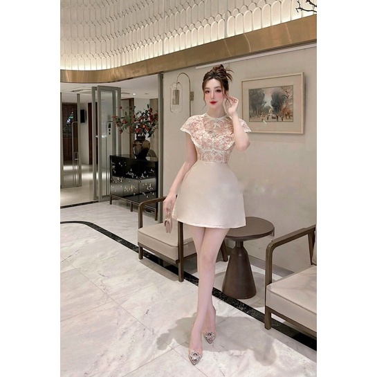 Váy ren phối tacta