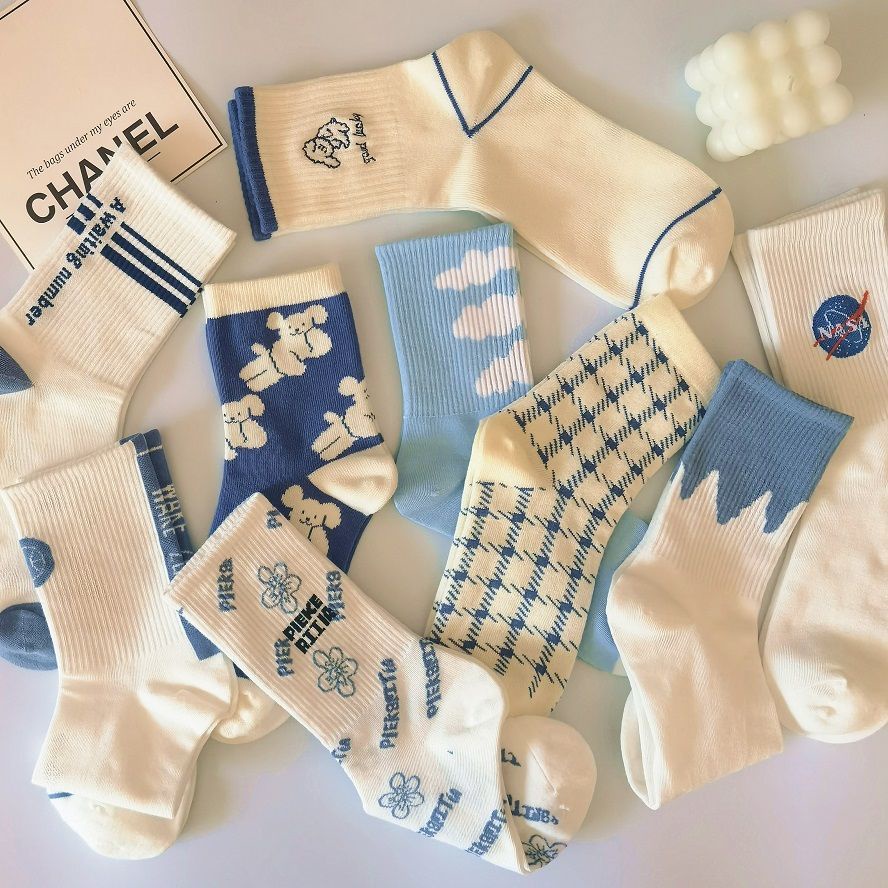 Đôi vớ cotton cổ cao màu trơn thời trang cho nữ