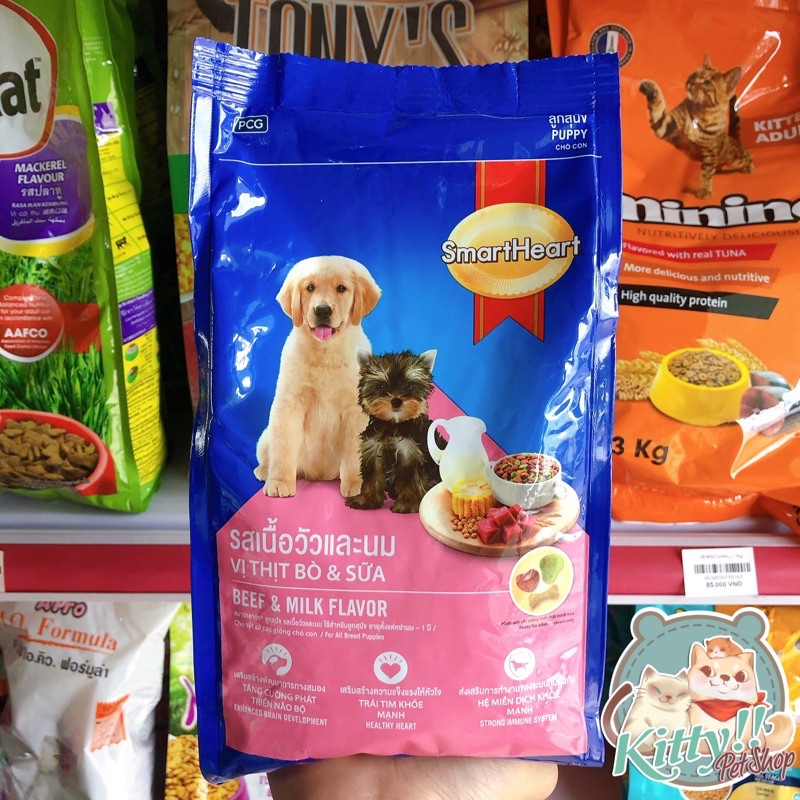 Thức ăn hạt Smart Heart Puppy dành cho chó con vị thịt bò và sữa, 400g