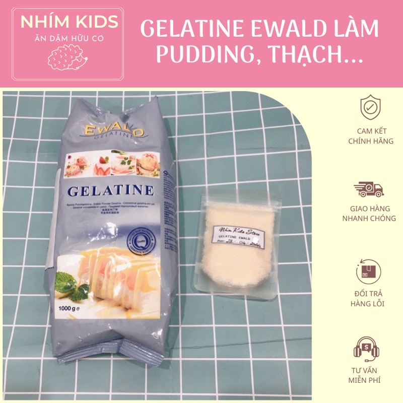 Gelatine Ewald Đức dạng bột/lá làm kẹo dẻo, làm thạch