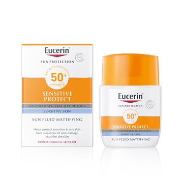 [Tặng máy massage] Kem chống nắng Eucerin Sun Fluid Mattifying SPF 50+ 50ml - dành cho da nhạy cảm và da thường