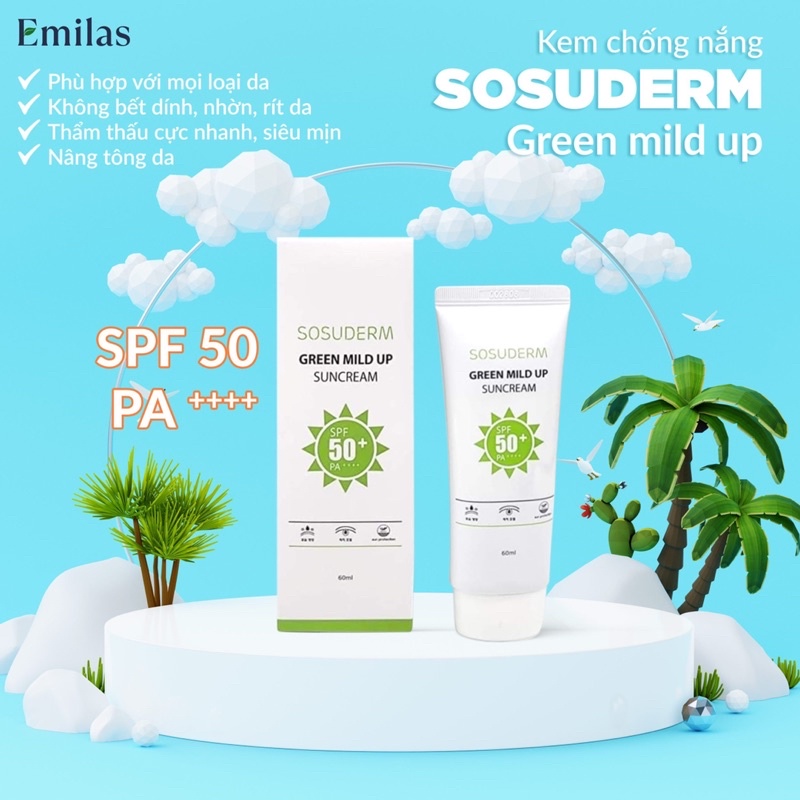 SOSUDERM - Kem chống nắng phổ rộng, nâng tông da Sosuderm SPF5, PA++++