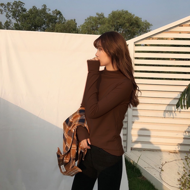 Áo thun giữ nhiệt nữ cao cổ LÓT NỈ co giãn tốt phong cách Hàn Quốc hàng Quảng Châu loại 1 AL06 (5cm)