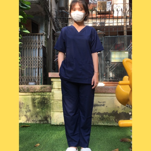 Bộ scrubs bác sĩ, quần áo y tế xanh navy nam, nữ các size S M L XL
