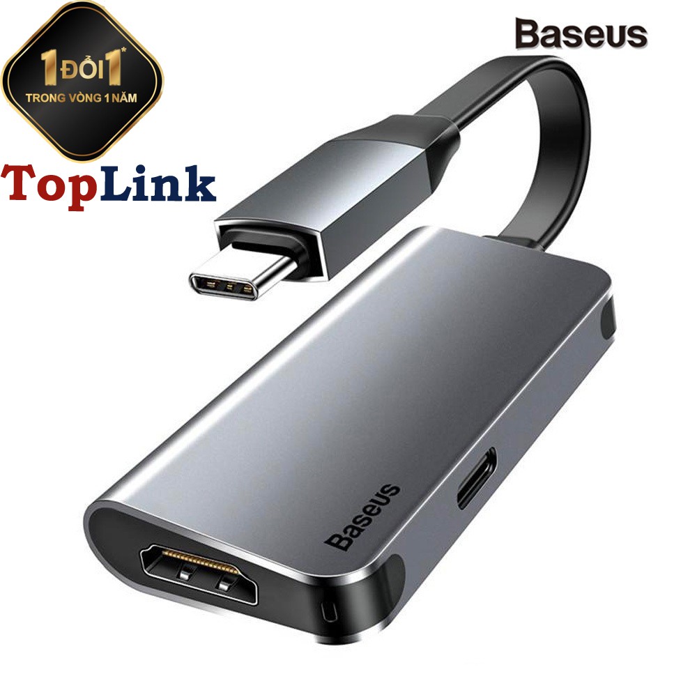 Hub Chuyển Đổi Type-C To HDMI + Type-C PD Mini Thông Minh, Độ Nét Cao (Màu Xám) - Thương Hiệu Baseus | BigBuy360 - bigbuy360.vn