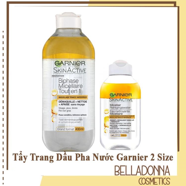 [2 Size] Tẩy trang dầu pha nước Garnier Biphase Micellaire Tout En 1