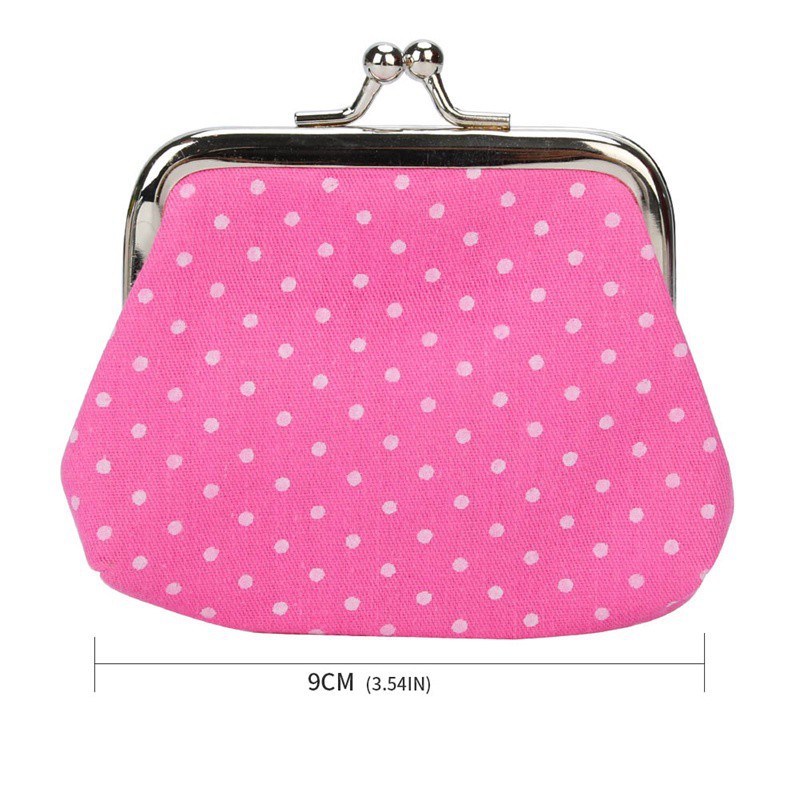 Ví tiền cầm tay in họa tiết chấm bi xinh xắn