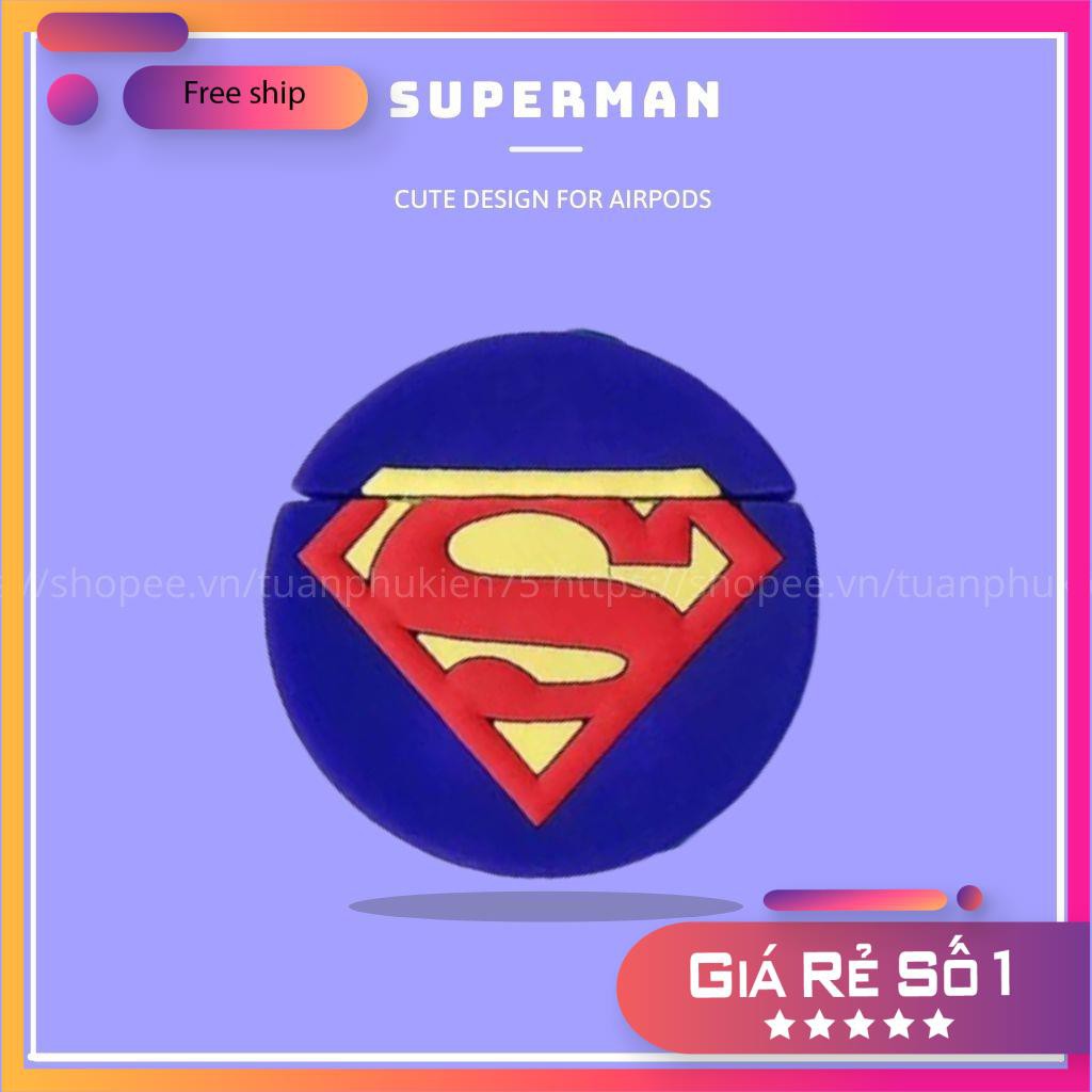 VỎ BỌC AIRPODS LOGO SUPERMAN XANH Case Tai Nghe Không Dây Air-pods 1/ 2/ i12/ Pro