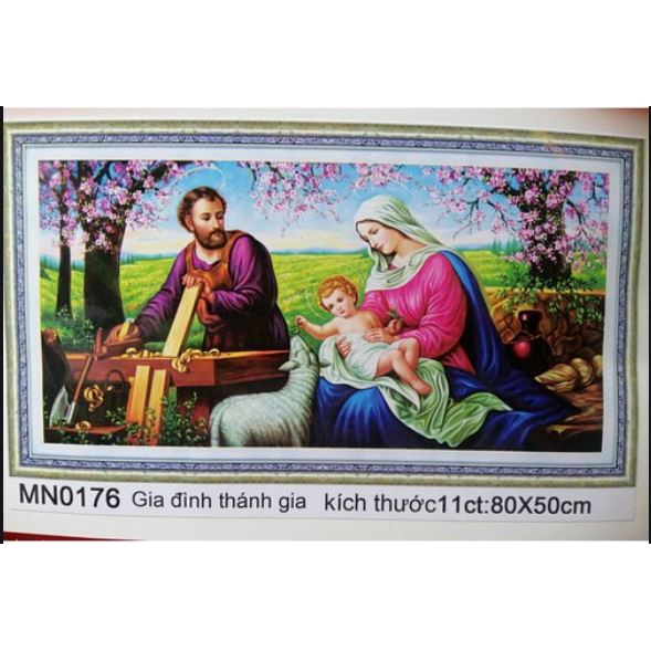 Tranh đính đá  Gia đình thánh gia chúa Y8328 ,Y8329 ; Tranh thêu MN0176, MN0177(120x65