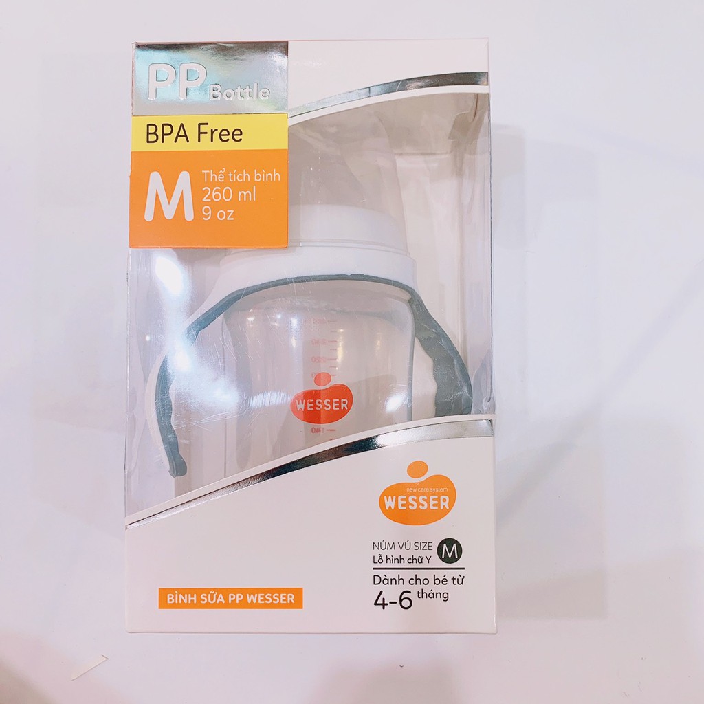 Bình Sữa Wesser NaNo Sliver Có Quai 180ml/260ml/320ml MẪU MỚI