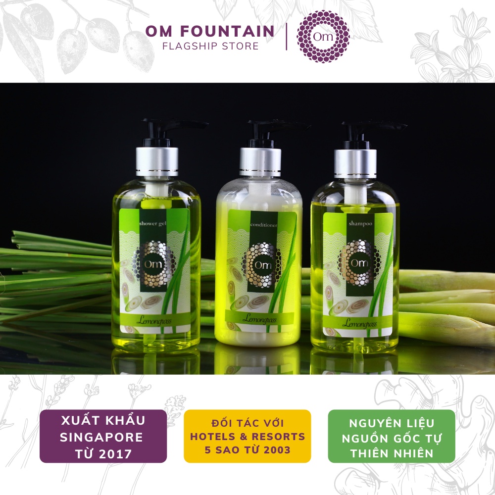 Dầu gội Ngừa rụng và kích thích Mọc tóc dành cho tóc dầu Sả Chanh Lemongrass 250ml - Om Fountain