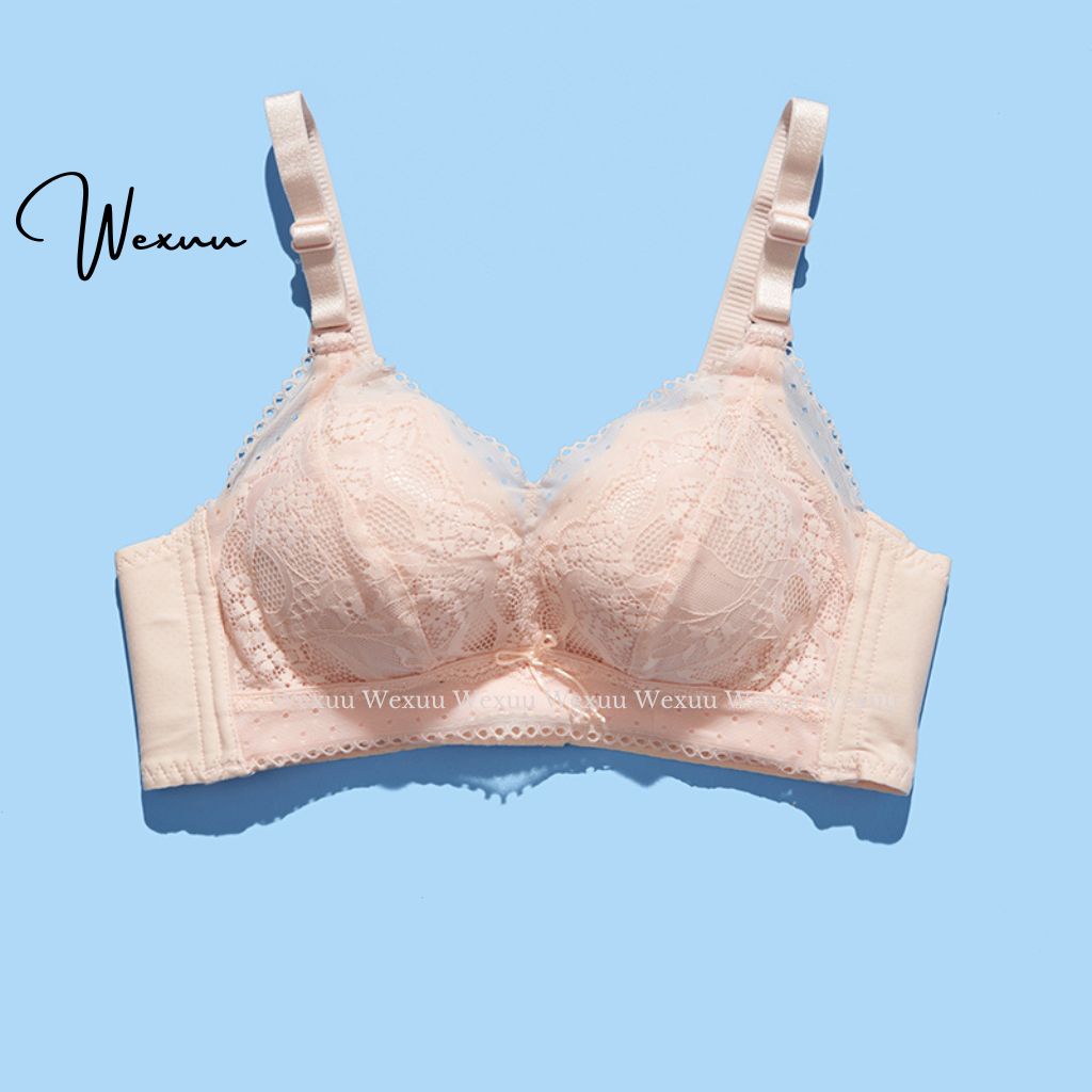 Áo lót ren nữ đính nơ điệu đà Wexuu Design, thiết kế không gọng đệm dày vừa nâng đẩy ngực - AV38