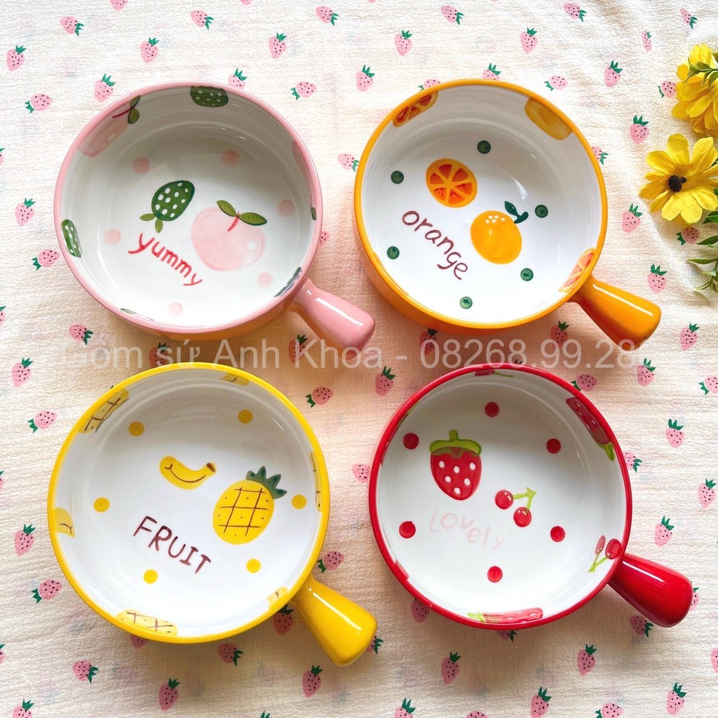 Chén Dĩa Sứ Bát Ăn Cơm Đĩa Sứ Decor trang trí đồ ăn, đựng salat xinh yêu chảo béo hoa quả cực đẹp