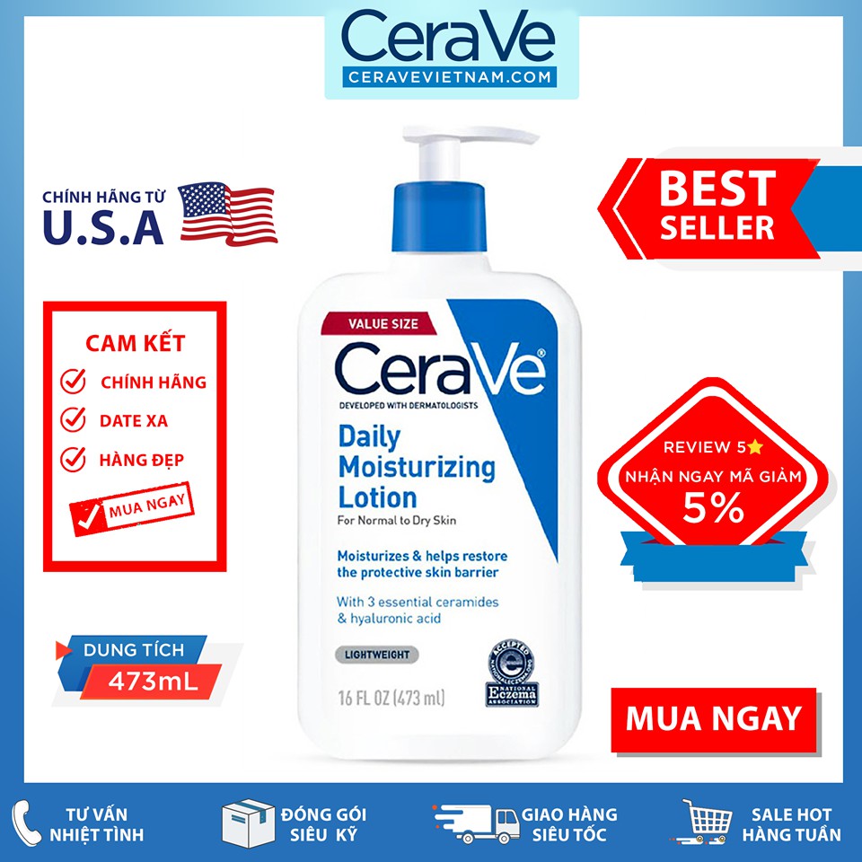 Kem dưỡng CeraVe Daily Moisturizing Lotion Value Size (473mL)