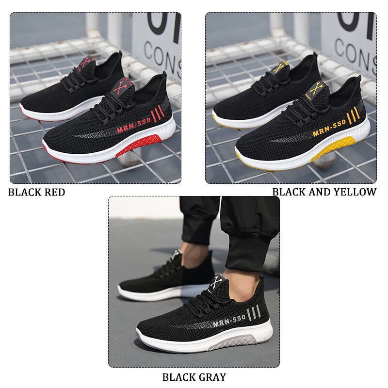 Giày Thể Thao Chạy Bộ QiaoYiLuo Vải Dệt Kim Siêu Mềm Màu Đen Giản Dị Dành Cho Nam Hơi thở tuyệt vời, Vừa Vặn và thoải mái.