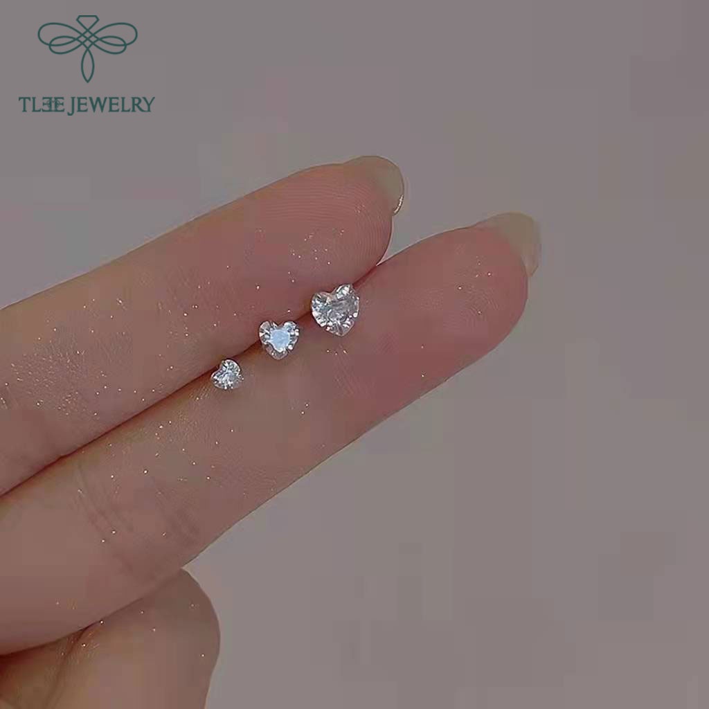 Khuyên tai bạc nữ TLEE nụ đá tim xinh xắn TleeJewelry B0243