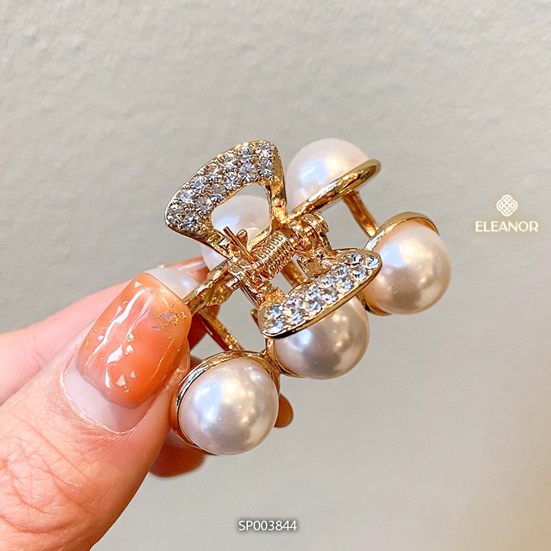 Kẹp tóc nữ mini Eleanor Accessories ba răng đính đá ngọc trai nhân tạo phụ kiện tóc 3844