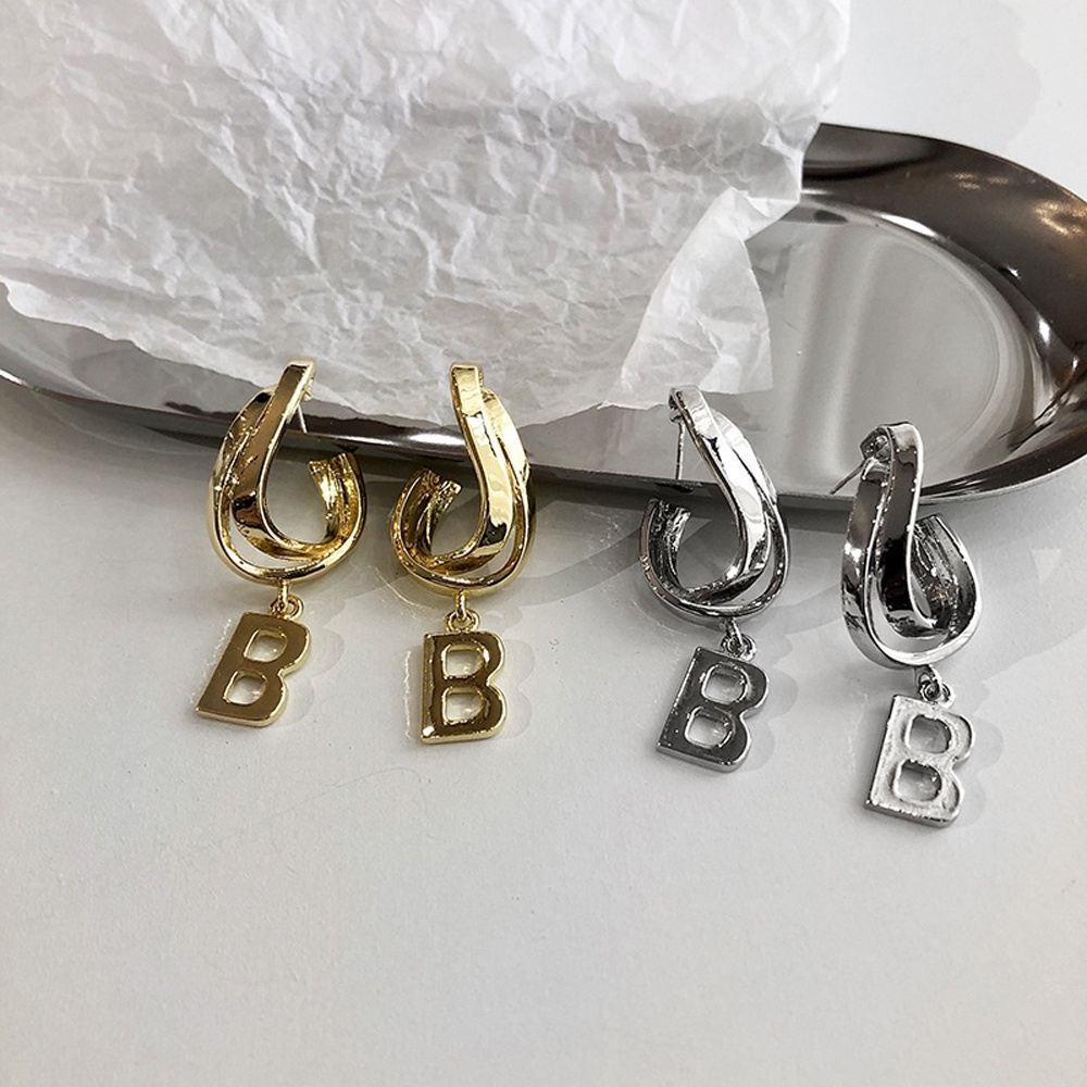 Bông tai hình chữ B phong cách cổ điển thời trang