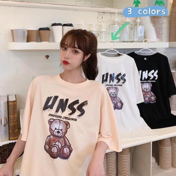 Áo phông nam nữ Gấu UNSS ngắn tay BIGOMALL - Áo thun Unisex Freesize 55kg