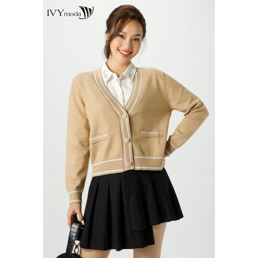 Áo khoác len nữ cổ V IVY moda MS 77B8818