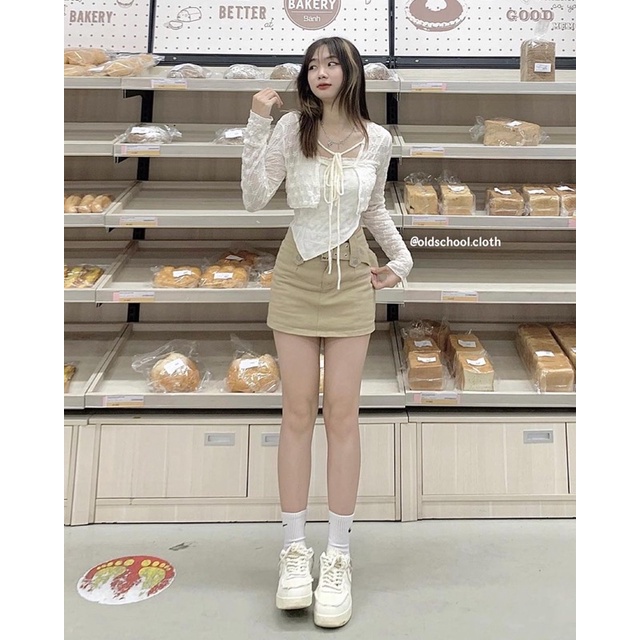 [Sẵn] SET ÁO REN 2 DÂY VẠT CHÉO (ảnh thật)