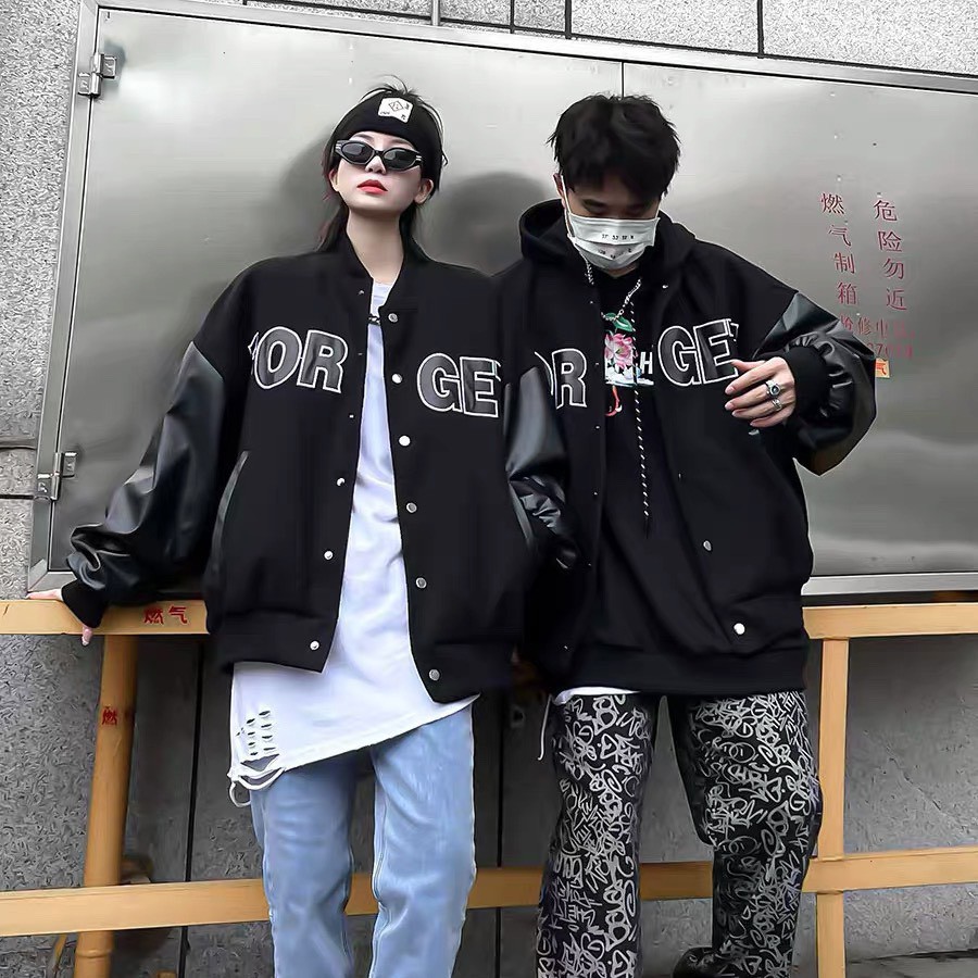 Áo Bomber Nỉ Tay Da Cao Cấp FORGET Hàng Quảng Châu Cao Cấp