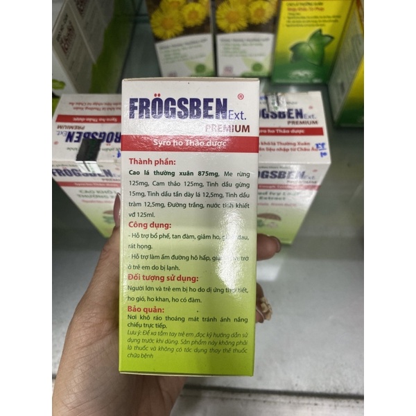 Frogsben siro thảo dược cao lá thường xuân gói và chai
