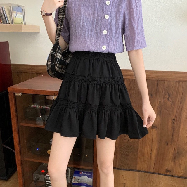 Chân Váy Chữ A Lưng Cao Màu Trơn Phong Cách Hàn Quốc | BigBuy360 - bigbuy360.vn