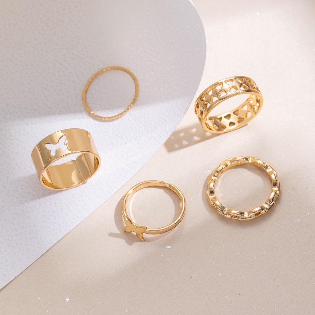 Bộ Nhẫn Dạng Mở Hình Trái Tim/Bướm Đơn Giản Thời Trang Dành Cho Nữ