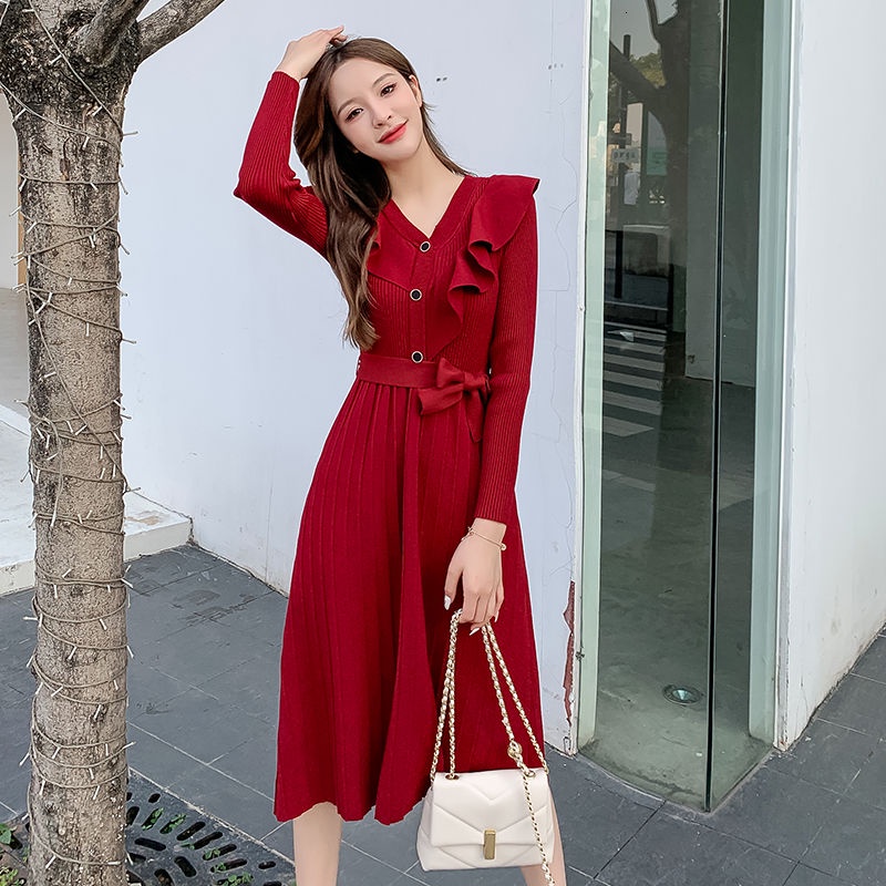 Đầm len dáng dài thời trang thu đông thanh lịch cho nữ