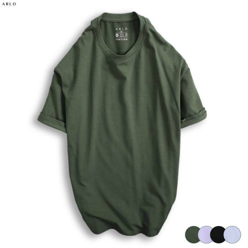 Áo thun trơn ARLO xắn tay chất liệu cotton organic êm ái siêu thấm hút - XATA